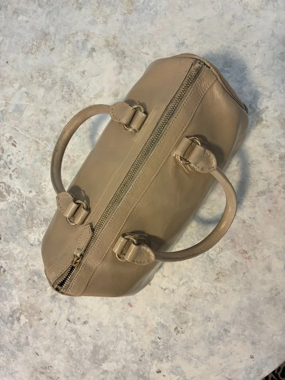 Mark & Graham Taupe Leather Satchel / Doctor Bag